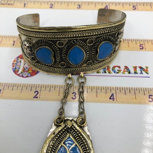 Single Vintage Slave Turquoise Bracelet, Handmade Bracelet with Rings, Afghan - Picture 10 of 10